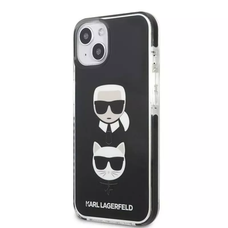 Karl Lagerfeld KLHCP13STPE2TK Hard Case für iPhone 13 mini, 5,4 inch, Schwarz, Karl & Choupette Head