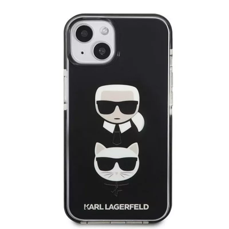 Karl Lagerfeld KLHCP13STPE2TK Hard Case für iPhone 13 mini, 5,4 inch, Schwarz, Karl & Choupette Head