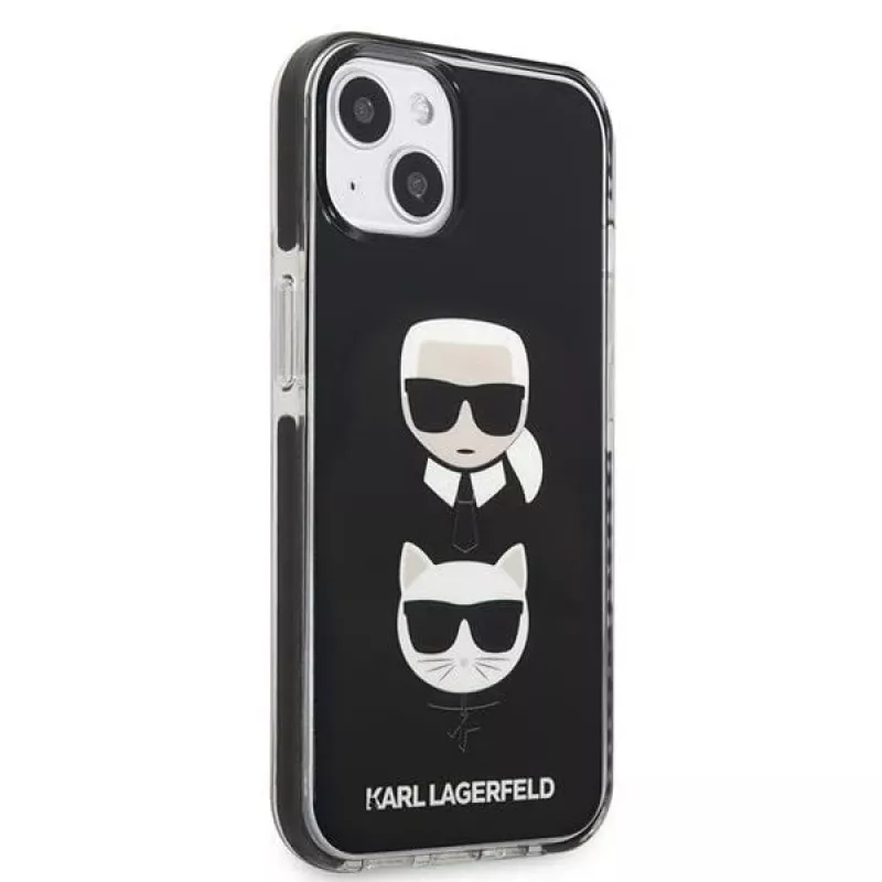 Karl Lagerfeld KLHCP13STPE2TK Hard Case für iPhone 13 mini, 5,4 inch, Schwarz, Karl & Choupette Head