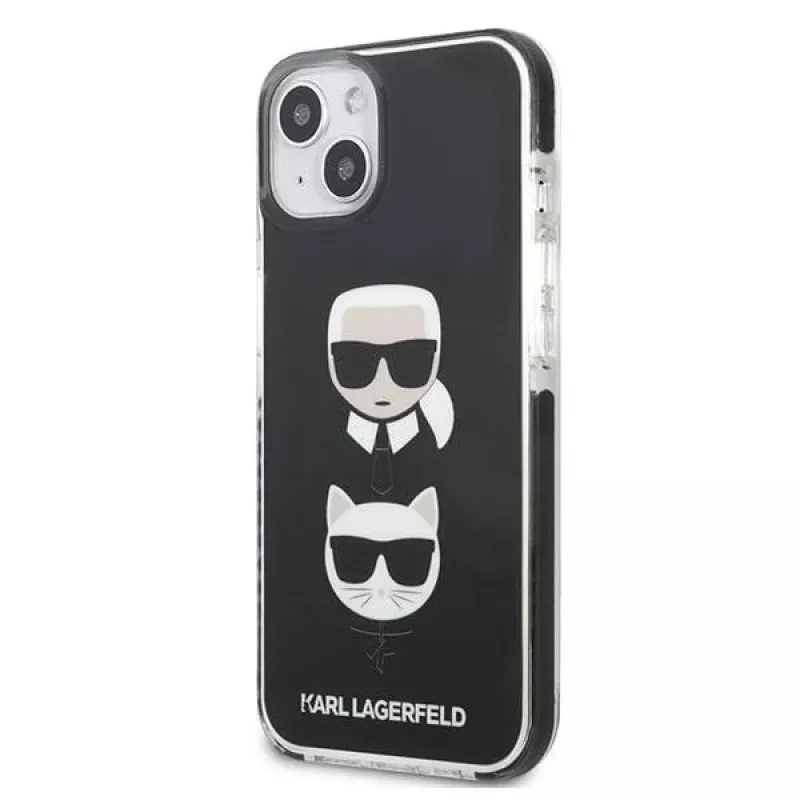 Karl Lagerfeld KLHCP13MTPE2TK Hard Case für iPhone 13/14/15 6,1 inch Schwarz Karl & Choupette Head