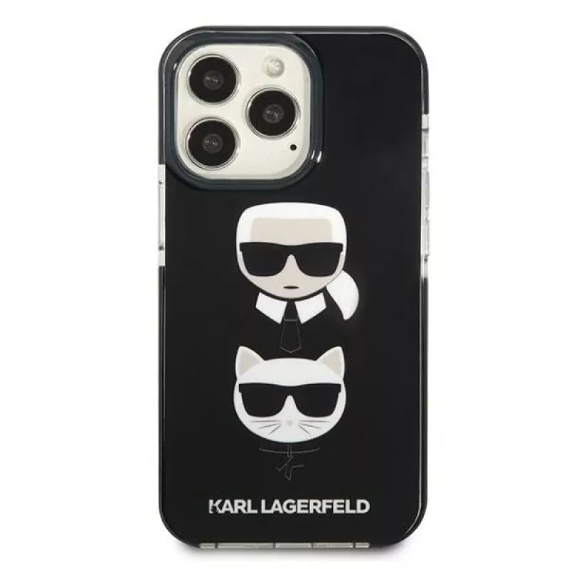 Karl Lagerfeld KLHCP13LTPE2TK iPhone 13 Pro / 13 6.1 Hardcase Black Karl & Choupette Head