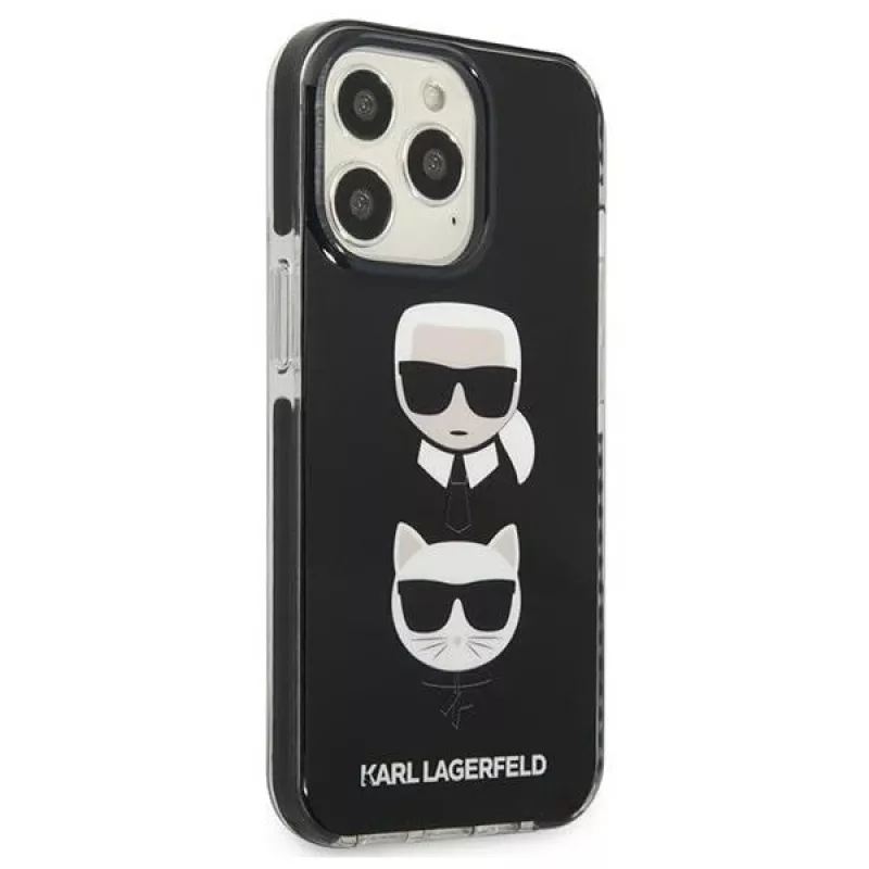 Karl Lagerfeld KLHCP13LTPE2TK iPhone 13 Pro / 13 6.1 Hardcase Black Karl & Choupette Head