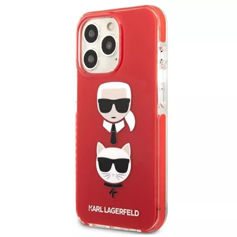 Karl Lagerfeld KLHCP13LTPE2TR iPhone 13 Pro / 13 6.1 Hard Case Red Karl & Choupette Head