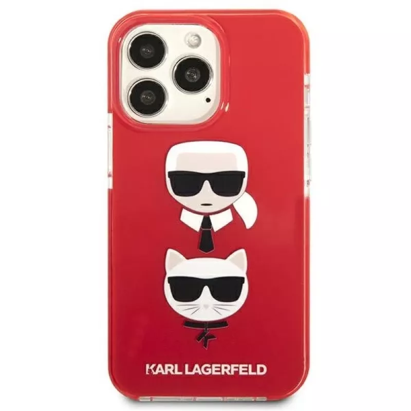 Karl Lagerfeld KLHCP13LTPE2TR iPhone 13 Pro / 13 6.1 Hard Case Red Karl & Choupette Head
