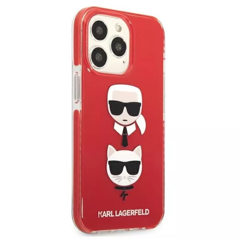 Karl Lagerfeld KLHCP13LTPE2TR iPhone 13 Pro / 13 6.1 Hard Case Red Karl & Choupette Head