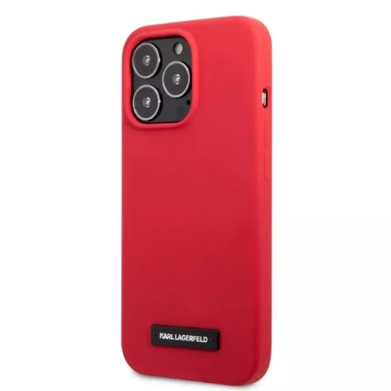 Karl Lagerfeld KLHCP13LSLMP1R Silicone Plaque Hard Case für iPhone 13 Pro / 13 6,1 inch - Rot