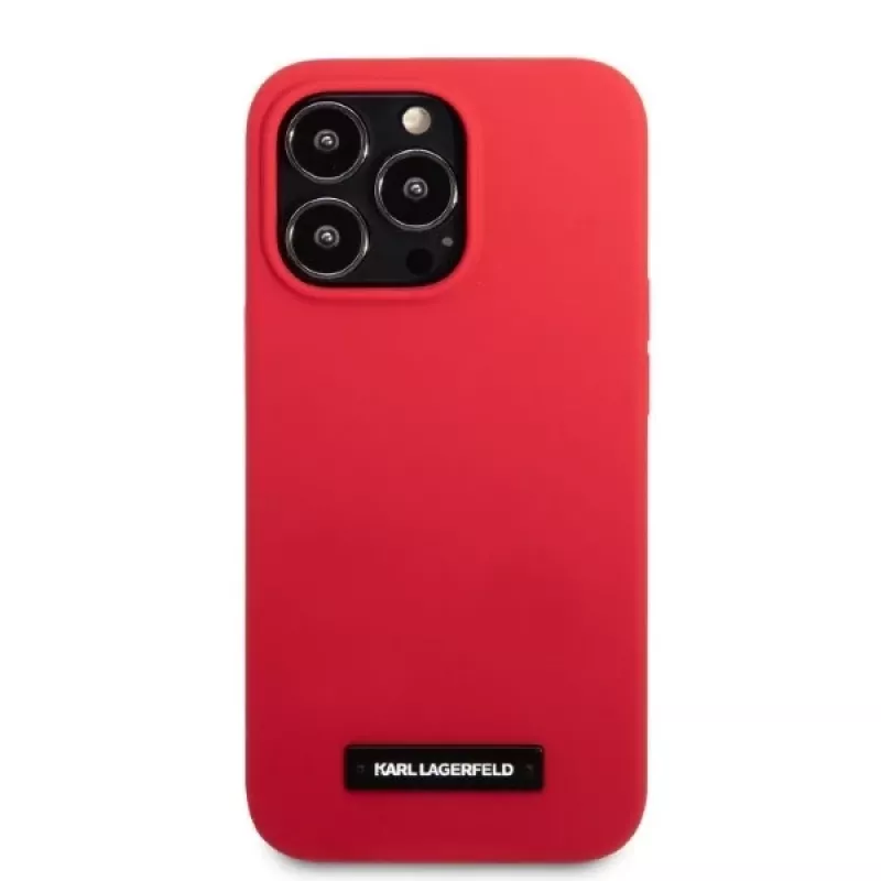 Karl Lagerfeld KLHCP13LSLMP1R Silicone Plaque Hard Case für iPhone 13 Pro / 13 6,1 inch - Rot