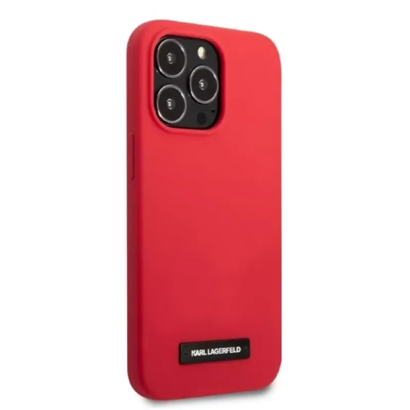 Karl Lagerfeld KLHCP13LSLMP1R Silicone Plaque Hard Case für iPhone 13 Pro / 13 6,1 inch - Rot