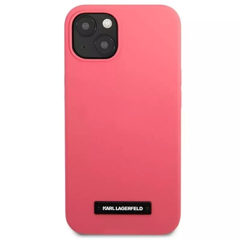 Karl Lagerfeld KLHCP13SSLMP1PI Silikon-Rückseite mit Plakette für iPhone 13 Mini 5,4 inch Fuchsia