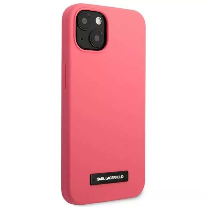 Karl Lagerfeld KLHCP13SSLMP1PI Silikon-Rückseite mit Plakette für iPhone 13 Mini 5,4 inch Fuchsia