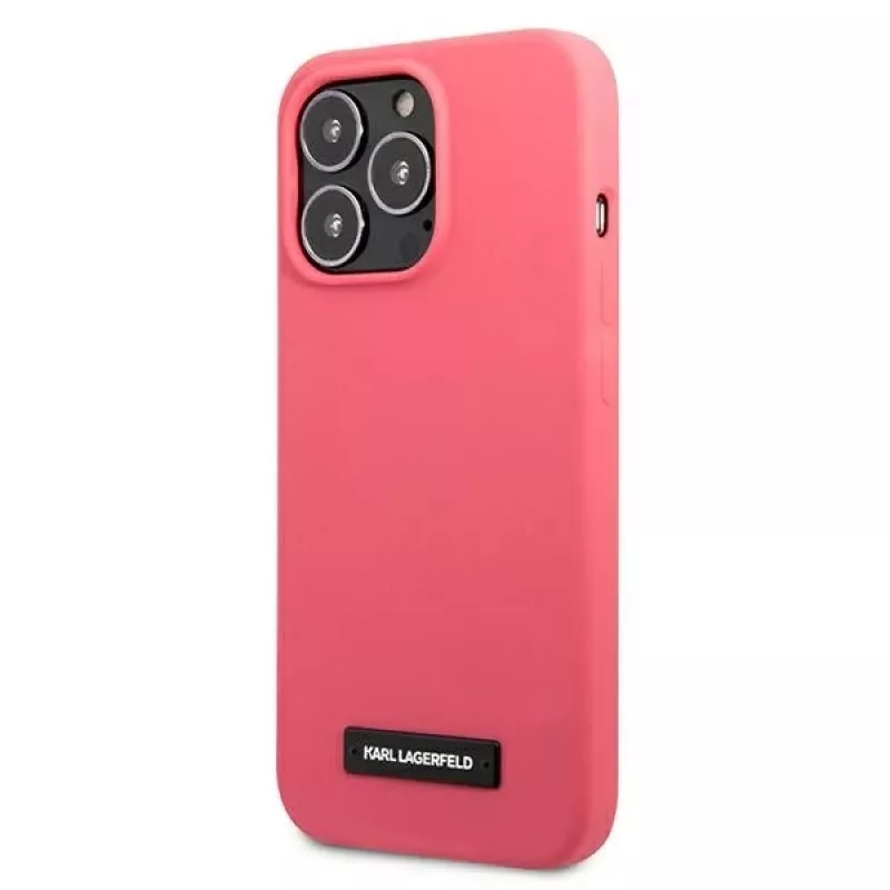 Karl Lagerfeld iPhone 13 Pro Max 6,7 inch Hardcase Fuchsia Silicone Plaque