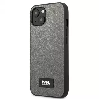 Karl Lagerfeld Saffiano Plaque Hard Case für Apple iPhone 13 Mini 5,4 Zoll - Silber