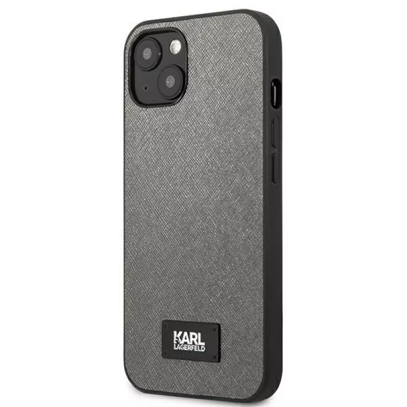 Karl Lagerfeld Saffiano Plaque Hard Case für Apple iPhone 13 Mini 5,4 Zoll - Silber