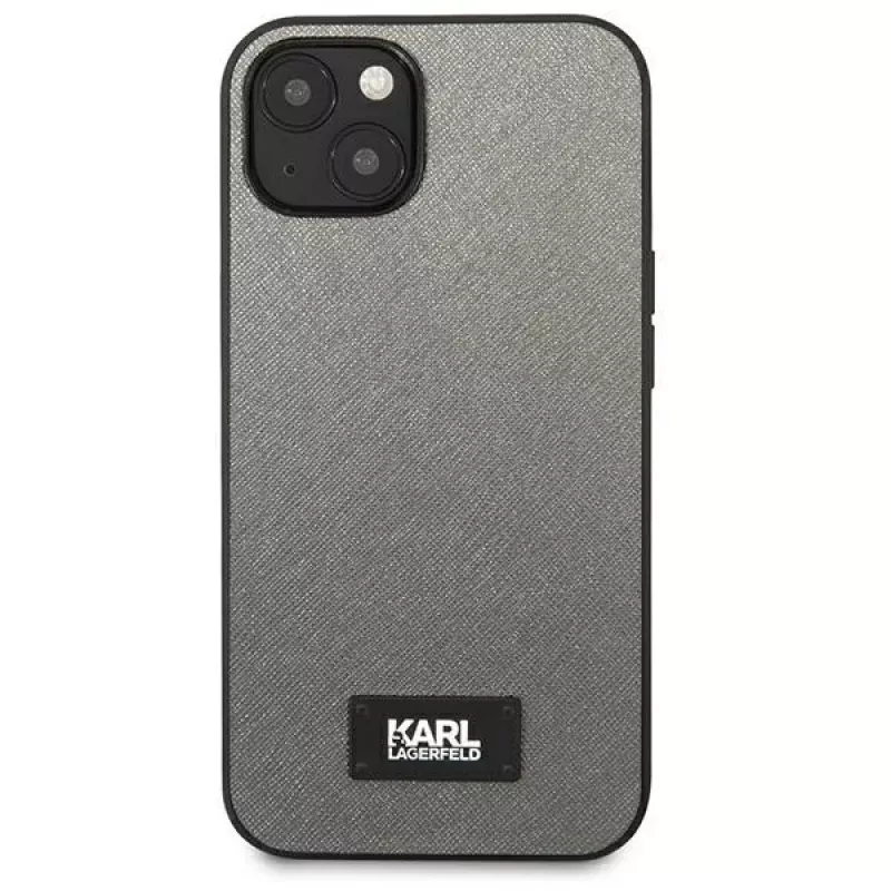 Karl Lagerfeld Saffiano Plaque Hard Case für Apple iPhone 13 Mini 5,4 Zoll - Silber
