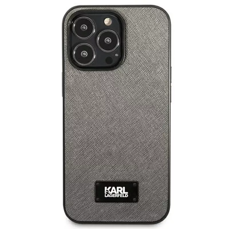 Karl Lagerfeld KLHCP13XSFMP2DG Hard Case für Apple iPhone 13 Pro Max 6,7 inch Silber Saffiano Plaque
