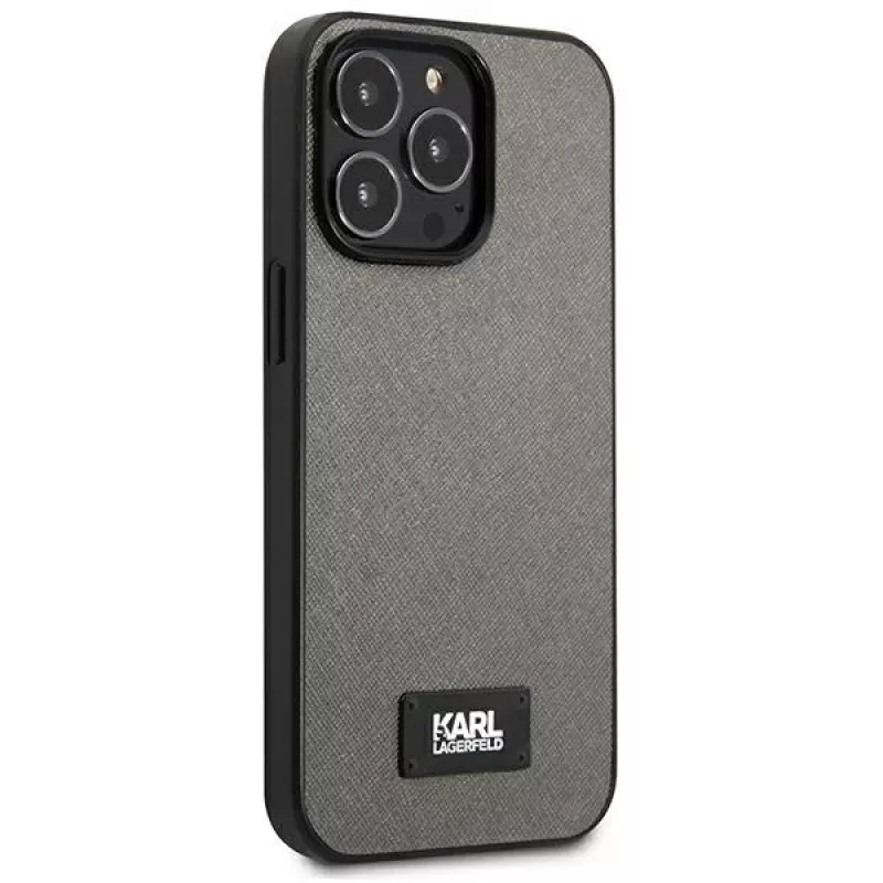 Karl Lagerfeld KLHCP13XSFMP2DG Hard Case für Apple iPhone 13 Pro Max 6,7 inch Silber Saffiano Plaque