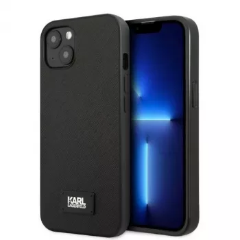 Karl Lagerfeld KLHCP13SSFMP2K Saffiano Plaque Hard Case für iPhone 13 mini, Schwarz