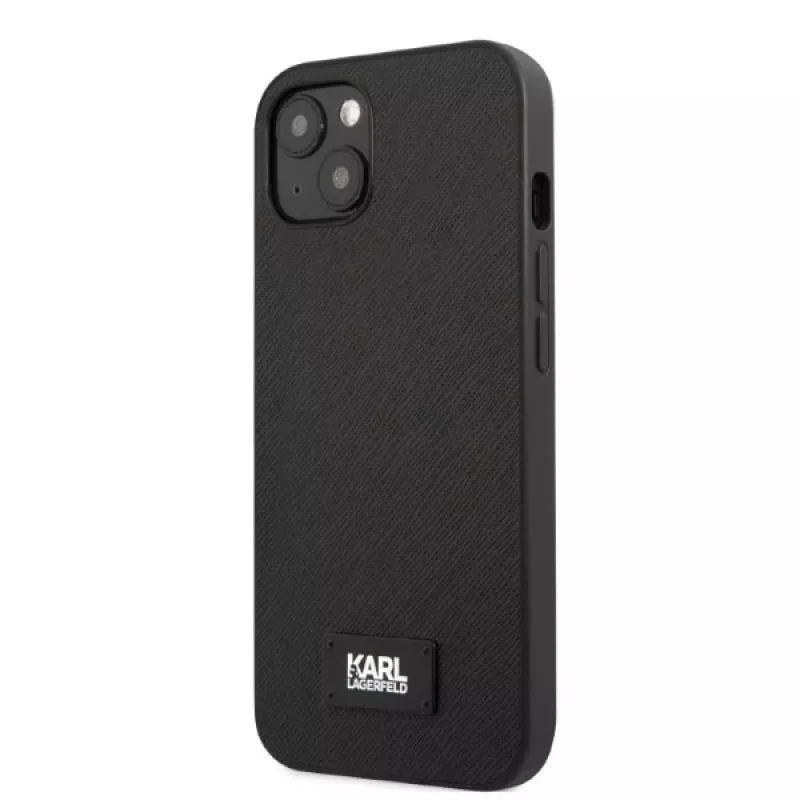 Karl Lagerfeld KLHCP13SSFMP2K Saffiano Plaque Hard Case für iPhone 13 mini, Schwarz