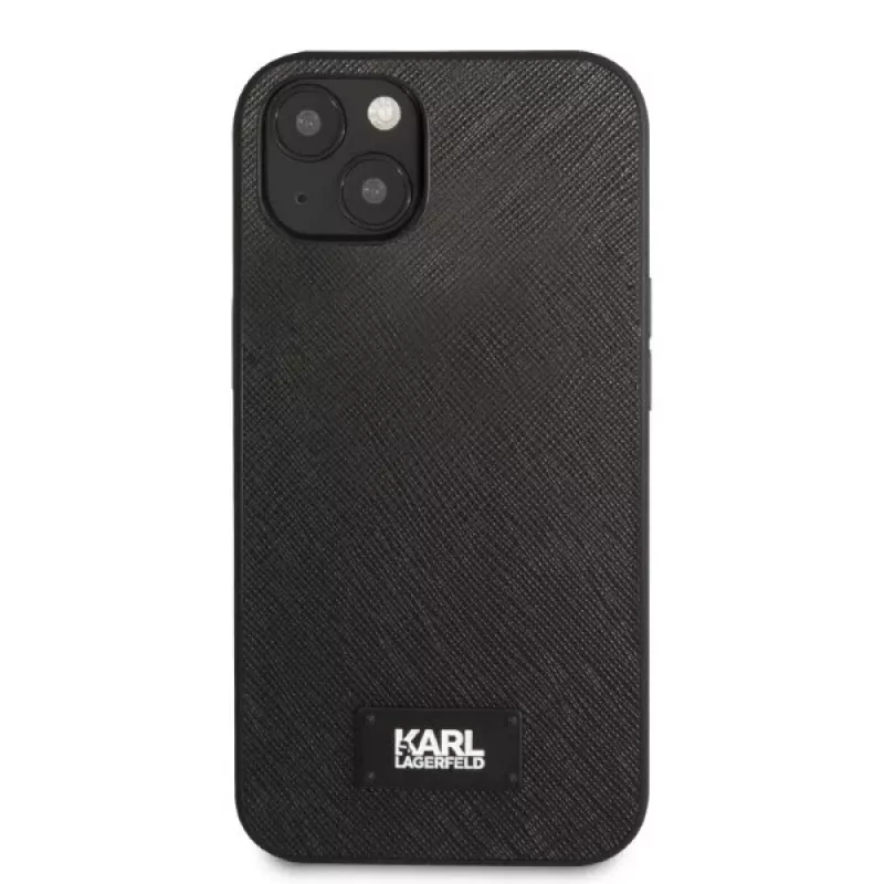 Karl Lagerfeld KLHCP13SSFMP2K Saffiano Plaque Hard Case für iPhone 13 mini, Schwarz