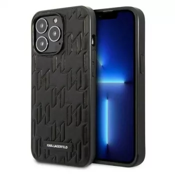 Karl Lagerfeld KLHCP13LMNMP1K Hard Case für iPhone 13 Pro / 13 6,1 Zoll, Schwarz, Monogram Plaque