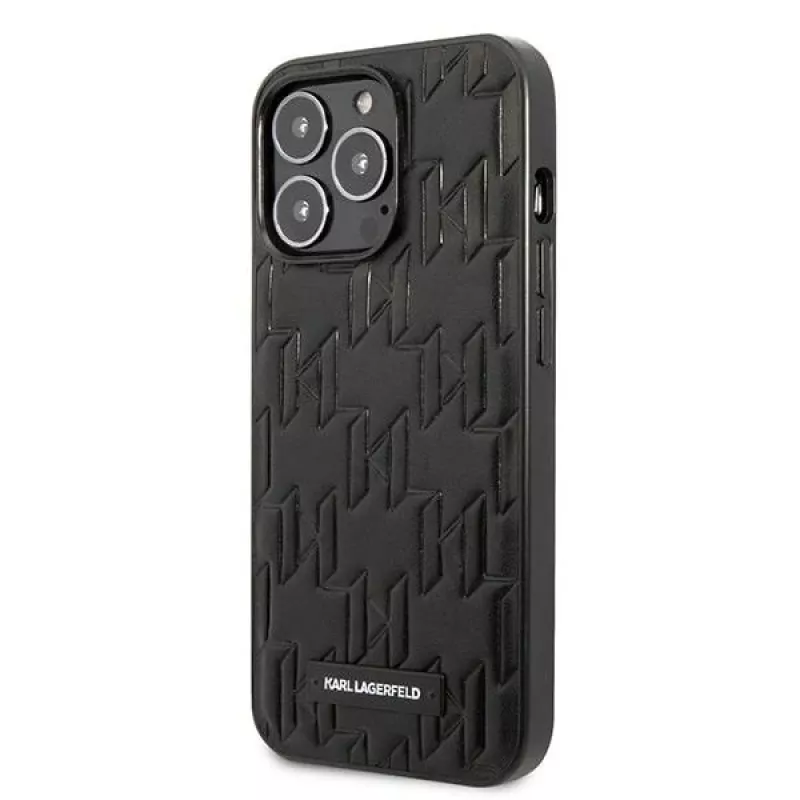 Karl Lagerfeld KLHCP13LMNMP1K Hard Case für iPhone 13 Pro / 13 6,1 Zoll, Schwarz, Monogram Plaque