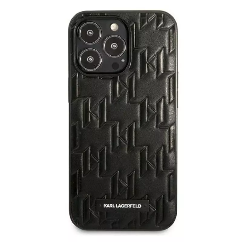 Karl Lagerfeld KLHCP13LMNMP1K Hard Case für iPhone 13 Pro / 13 6,1 Zoll, Schwarz, Monogram Plaque
