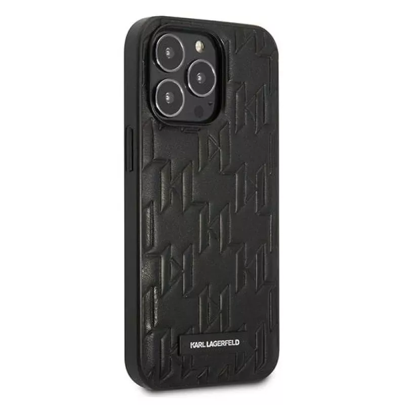Karl Lagerfeld KLHCP13LMNMP1K Hard Case für iPhone 13 Pro / 13 6,1 Zoll, Schwarz, Monogram Plaque