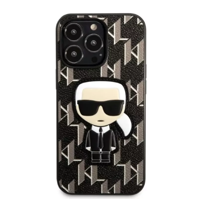 Karl Lagerfeld KLHCP13LPMNIKBK Hard Case für iPhone 13 Pro / 13 6,1 inch Schwarz Monogram Ikonik Patch