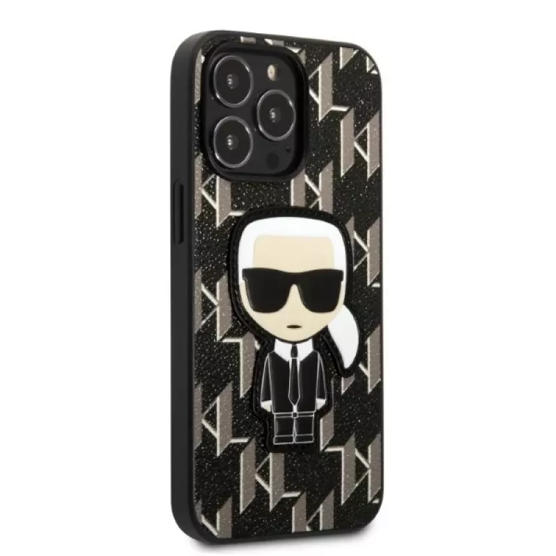 Karl Lagerfeld KLHCP13LPMNIKBK Hard Case für iPhone 13 Pro / 13 6,1 inch Schwarz Monogram Ikonik Patch