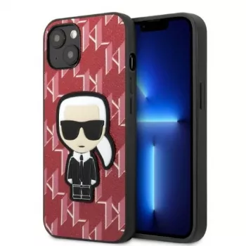 Karl Lagerfeld KLHCP13SPMNIKPI Hard Case für Apple iPhone 13 mini 5,4 Zoll Rot Monogram Ikonik Patch