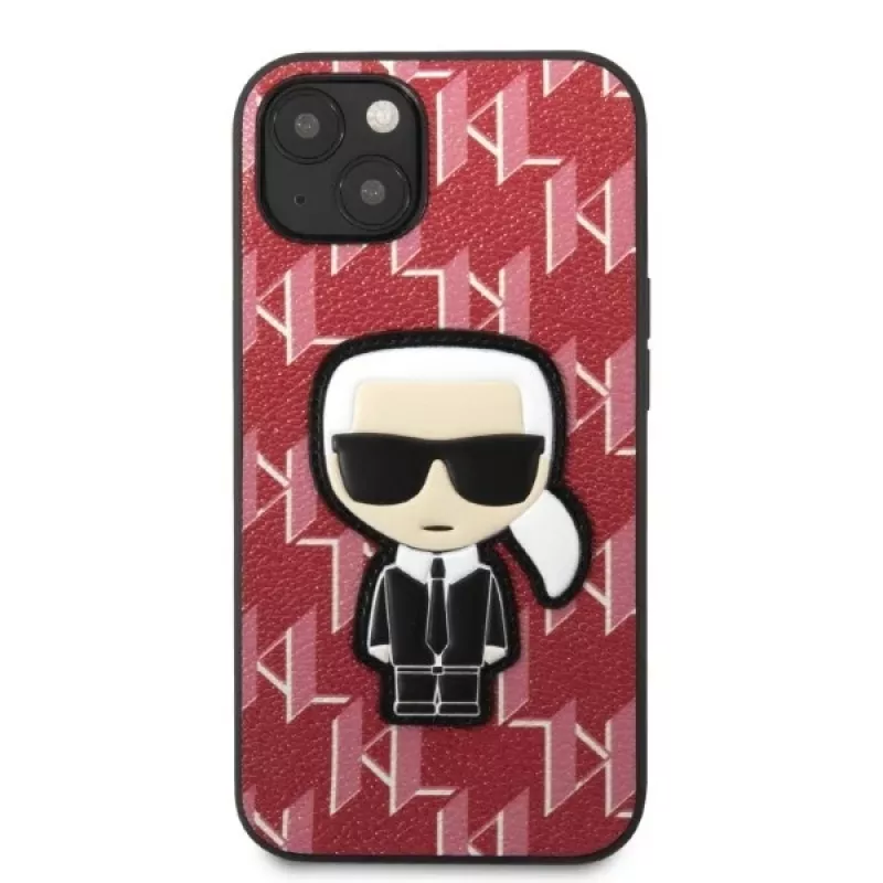 Karl Lagerfeld KLHCP13SPMNIKPI Hard Case für Apple iPhone 13 mini 5,4 Zoll Rot Monogram Ikonik Patch