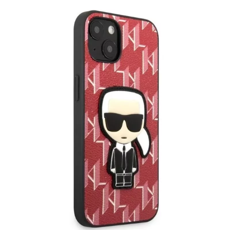 Karl Lagerfeld KLHCP13SPMNIKPI Hard Case für Apple iPhone 13 mini 5,4 Zoll Rot Monogram Ikonik Patch