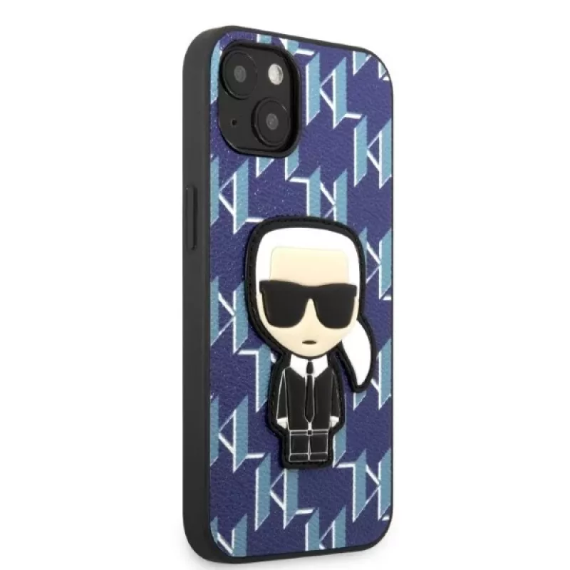Karl Lagerfeld iPhone 13/14/15 6,1 inch Hardcase Blue Monogram Ikonik Patch