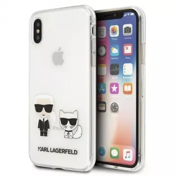 Karl Lagerfeld KLHCI65CKTR Hard Case für Apple iPhone Xs Max, Transparent, Karl & Choupette Design