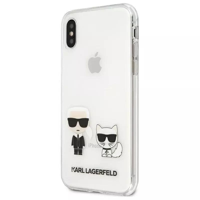 Karl Lagerfeld KLHCI65CKTR Hard Case für Apple iPhone Xs Max, Transparent, Karl & Choupette Design
