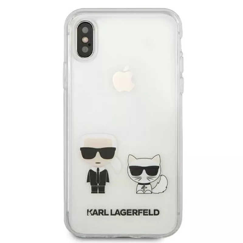 Karl Lagerfeld KLHCI65CKTR Hard Case für Apple iPhone Xs Max, Transparent, Karl & Choupette Design