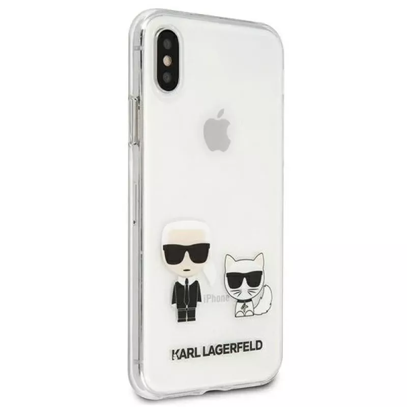 Karl Lagerfeld KLHCI65CKTR Hard Case für Apple iPhone Xs Max, Transparent, Karl & Choupette Design