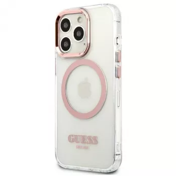 Guess Metal Outline MagSafe Hard Case für iPhone 13 Pro / 13 6,1 inch - Pink