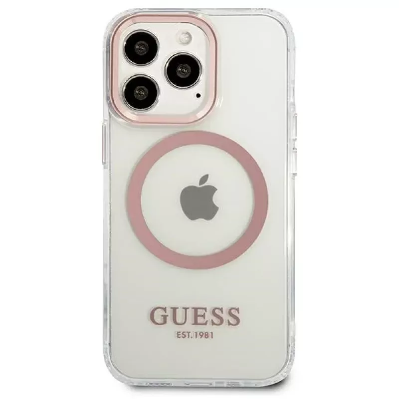 Guess Metal Outline MagSafe Hard Case für iPhone 13 Pro / 13 6,1 inch - Pink