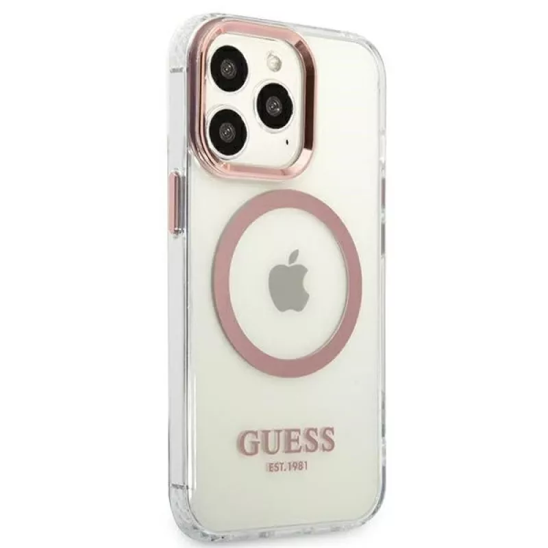 Guess Metal Outline MagSafe Hard Case für iPhone 13 Pro / 13 6,1 inch - Pink