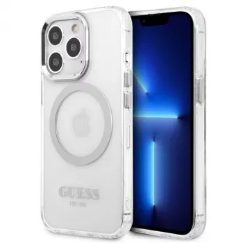 Guess GUHMP13LHTRMS Metal Outline MagSafe Hard Case für iPhone 13 Pro / iPhone 13 6,1 inch - Silber