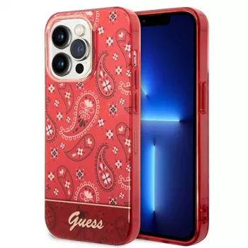 Guess GUHCP14LHGBNHR Hardcase Bandana Paisley für Apple iPhone 14 Pro 6,1 Zoll Rot