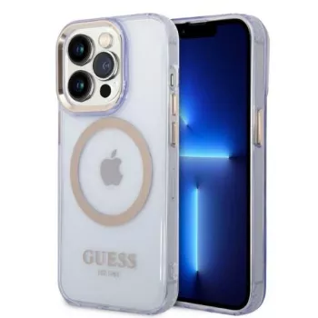 Guess Gold Outline Translucent Hard Case für Apple iPhone 14 Pro 6.1 - Lila