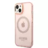 Guess Gold Outline Translucent MagSafe Hard Case für iPhone 13/14/15 6,1 inch Pink