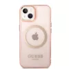 Guess Gold Outline Translucent MagSafe Hard Case für iPhone 13/14/15 6,1 inch Pink