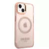 Guess Gold Outline Translucent MagSafe Hard Case für iPhone 13/14/15 6,1 inch Pink