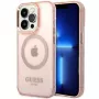 Guess Gold Outline Translucent MagSafe Case für iPhone 14 Pro Max 6,7 inch Pink Hartschale