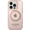 Guess Gold Outline Translucent MagSafe Case für iPhone 14 Pro Max 6,7 inch Pink Hartschale
