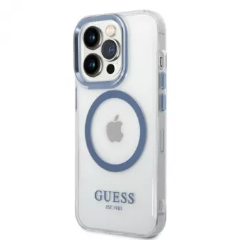 Guess Metal Outline MagSafe Hard Case für Apple iPhone 14 Pro Max 6,7 inch - Blau