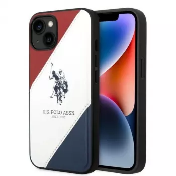 U.S. POLO ASSN. Tricolor Embossed Back Cover für Apple iPhone 14 Plus / 15 Plus 6,7 inch - Weiß
